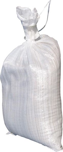Sandsack PP-Gewebe weiß 400x600mm m. Bindeband