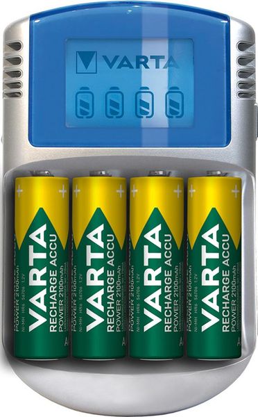 Ladegerät LCD Charger für4 Akkus AA/AAA mit 4AkkusAA 2700mAh, Adapter 12V, Kabel USB VARTA