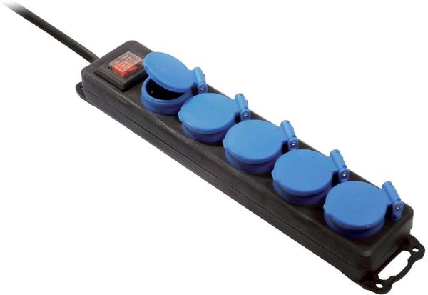 Profi-Steckdosenblock 5-fach, blau