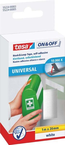 Klettband zum Aufkleben weiß 1m:20mm