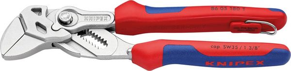 Zangenschlüssel verchromtmit Sicherheitsöse und 2-Komponenten-Griffen 180mm KNIPEX