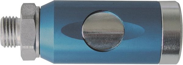 Sicherheitskupplung mit Druckknopf drehbar, blau,NW 7,4mm AG G1/4" EWO