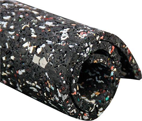 Recyclingmatte Gummi/PU, schwarz-bunt 8mm, 1500mm 5m