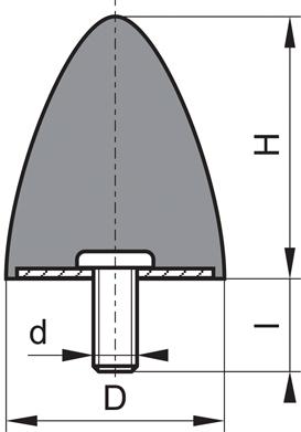 Gummi-Metall-Puffer parabelförmig Typ D D115xH136 M16x42 NR55