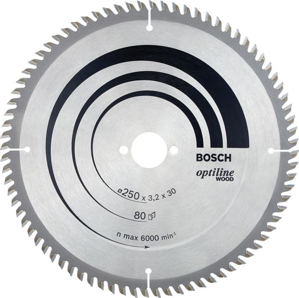 HM-Kreissägeblatt 250x3,2/2,2x30 80Z W BoscVE à 1 Stück OptilineWood f.Tischsägen