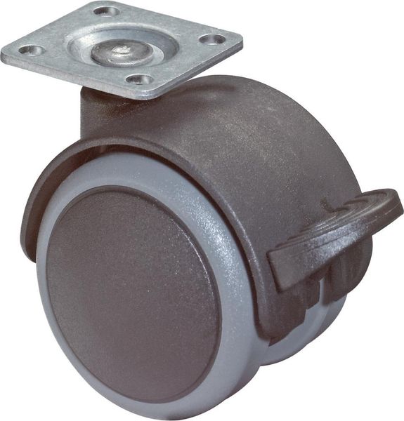 Kst.-Doppelrolle 40mm F8642x42mm Platte m.Festst. F86.040.PL