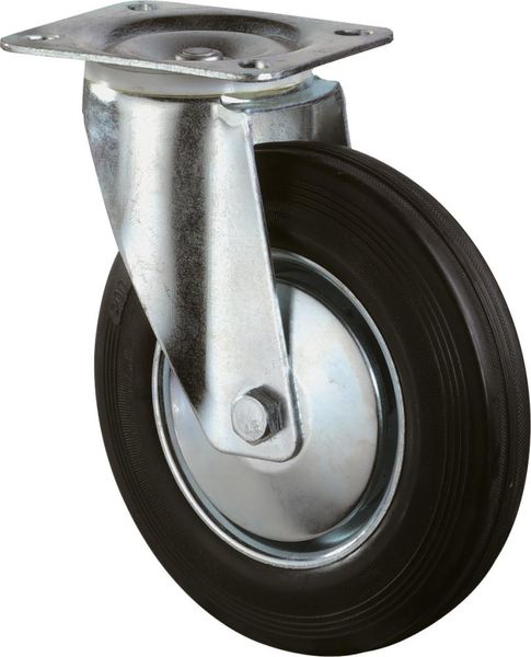 Lenkrolle 160mm L400.B55 Platte,Gummi schw.,RL L400.B55.161