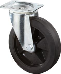 Lenkrolle 100mm L400.B60 Platte,Elastik schw.,RL L400.B60.100