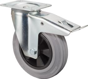 Lenkrolle 125mm L420.B46 Platte,Gummi grau,RL,FestL420.B46.125