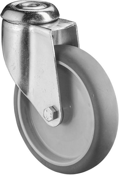 Lenkrolle 125mm,C101 Rückenloch,Gummirad,GL C101.A80.125