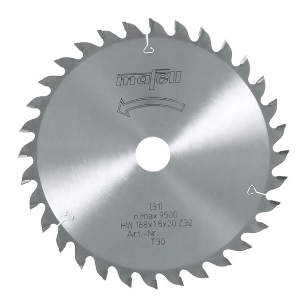 Sägeblatt-HM, 168 x 1,2/1,8 x 20 mm, Z 32, WZ, für Feinschnitte in Holz