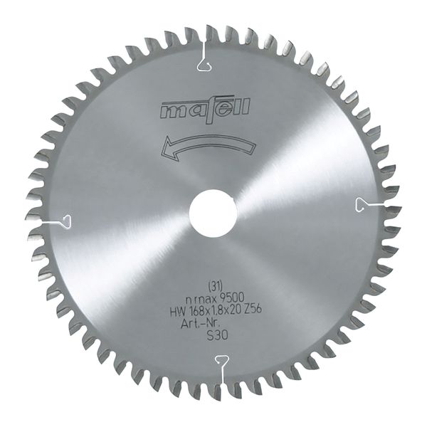 Sägeblatt-HM, 168 x 1,2/1,8 x 20 mm, Z 56, WZ, für Querschnitte in Holz