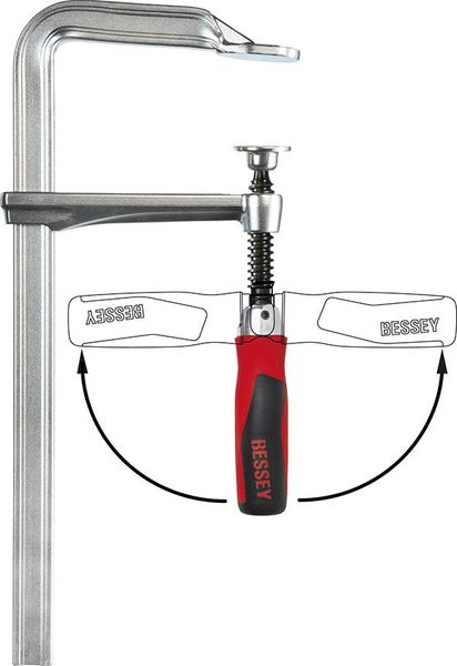 Schraubzwinge Ganzstahl mit 2-Komponenten-Heft 300x120mm Klappgriff Bessey