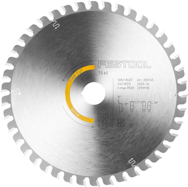 Kreissägeblatt HW 168x1,8x20 WD42 WOOD FINE CUT