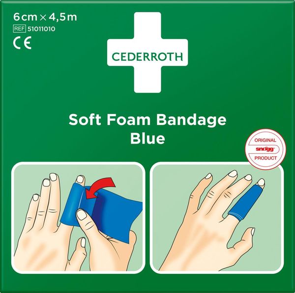 asg116375.jpg Schaumbandage blau, 6cm x 4,5m CEDERROTH