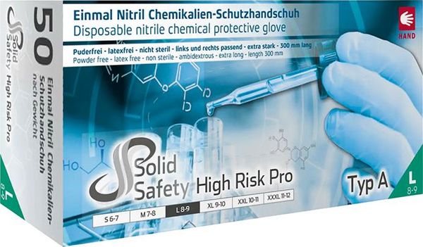 Einweghandschuhe Nitril, HIGH RISK PRO, puderfrei, Gr.L