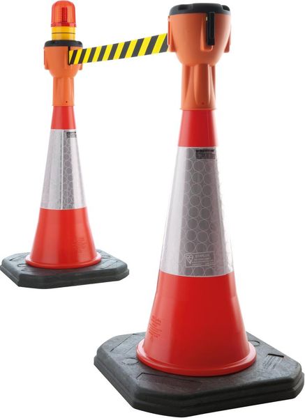 lag194571.jpg Leitkegelaufsatz orange, Gurt gelb/schwarz diag.gestreift 9m