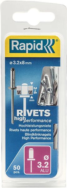 Blindniete Universal Ø 3,2 x 8 mm incl. Bohrer50 Stk. Blister Rapid
