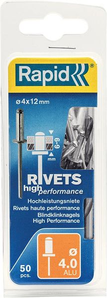 Blindniete Universal Ø 4 x 12 mm incl. Bohrer 50 Stk. Blister Rapid