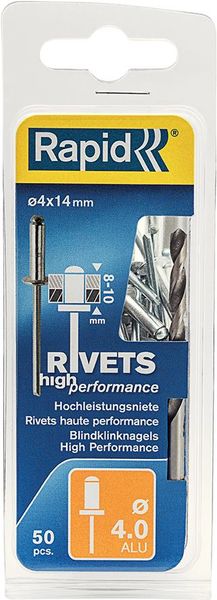 lag189988.jpg Blindniete Universal Ø 4 x 14 mm incl. Bohrer 50 Stk. Blister Rapid