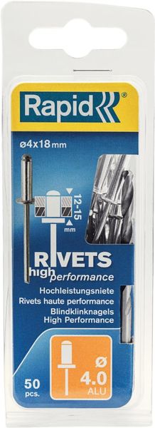 lag189989.jpg Blindniete Universal Ø 4 x 18 mm incl. Bohrer 50 Stk. Blister Rapid