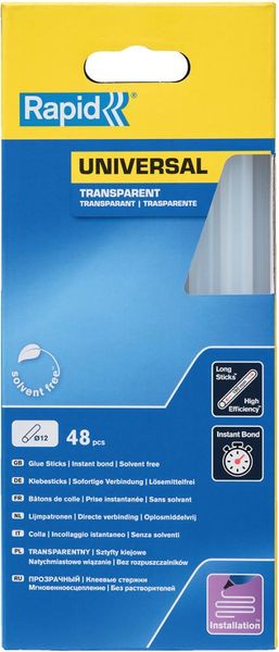lag190755.jpg Klebesticks universal transparent Ø 12 x 190 mm48 Stk. Karton Rapid