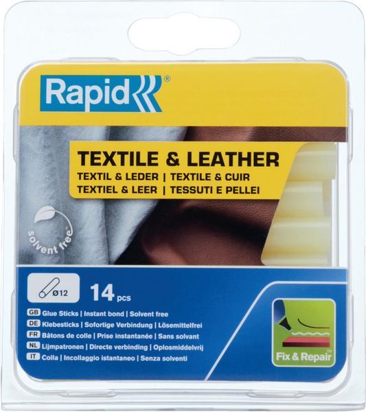 lag190759.jpg Klebesticks Textil und Leder Ø 12 x 94 mm 14 Stk. Blister Rapid