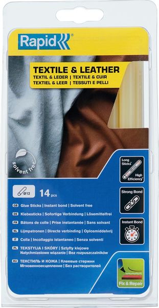 lag190760.jpg Klebesticks Textil und Leder Ø 12 x 190 mm 14 Stk. Blister Rapid