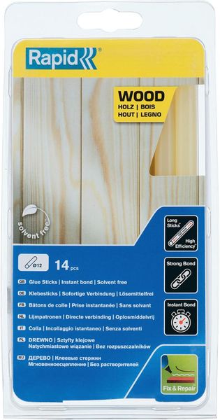 lag190762.jpg Klebesticks Holz Ø 12 x 190 mm 14 Stk. Blister Rapid