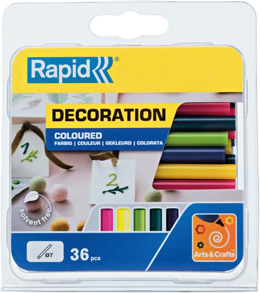 lag190766.jpg Klebesticks farbig Trend Ø 7 x 90 mm 36 Stk. Blister Rapid