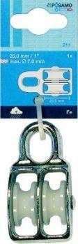 Blockrolle doppelt (SB) galZn f. Seil-Ø b. 7,0mm