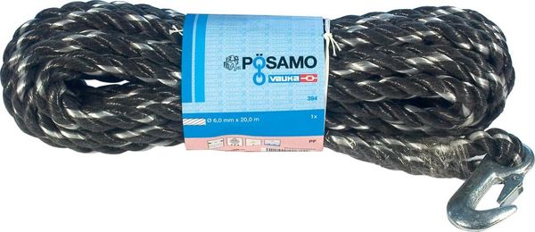 PP-Seil gedr. schw/weiss 14,0mmx10m Docke m.Hacken