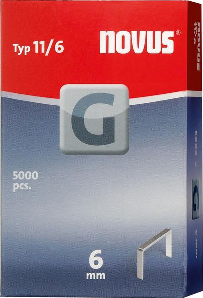 lag179343.jpg Flachdrahtklammer G Typ 11/ 6 mm zn Novus VE à 5000 Stück