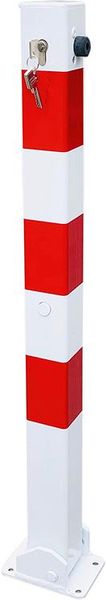 lag181201.jpg Absperrpfosten 70x70 r/w umlegbar 900 mmZyl.-schl