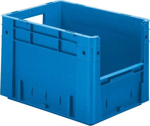 Sichtlagerkasten blau B300xT400xH270 mm Auflast 500kg, VE 4 Stk. mit Griffloch