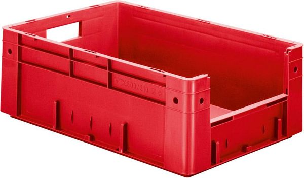 epl122407.jpg Sichtlagerkasten rot B400xT600xH210 mm Auflast 600kg, mit Griffloch