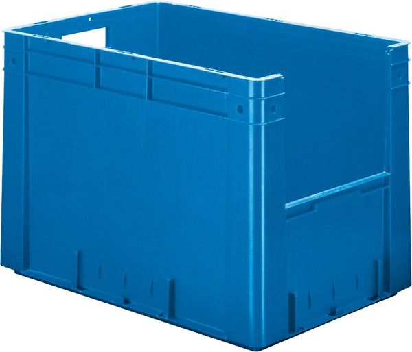 epl122403.jpg Sichtlagerkasten blau B400xT600xH420 mm Auflast 600kg, VE 2 Stk. mit Griffloch