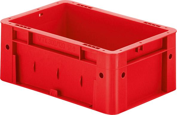 epl122445.jpg Transport-Stapelkasten B300xT200xH120 mm rot Auflast 600kg ohne Griffloch