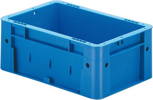 Transport-Stapelkasten B300xT200xH120 mm blau Auflast 600kg ohne Griffloch