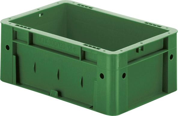 epl122446.jpg Transport-Stapelkasten B300xT200xH120 mm grün Auflast 600kg ohne Griffloch
