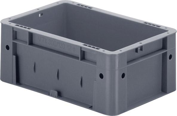 Transport-Stapelkasten B300xT200xH120 mm grau Auflast 600kg ohne Griffloch