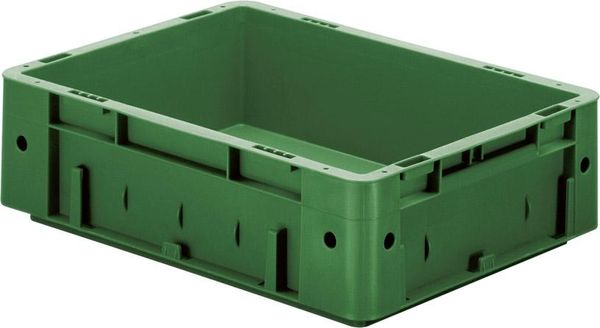 epl122443.jpg Transport-Stapelkasten B400xT300xH120 mm grün Auflast 600kg ohne Griffloch