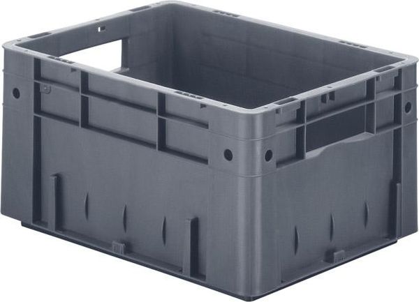 Transport-Stapelkasten B400xT300xH210 mm grau Auflast 600kg mit Griffloch