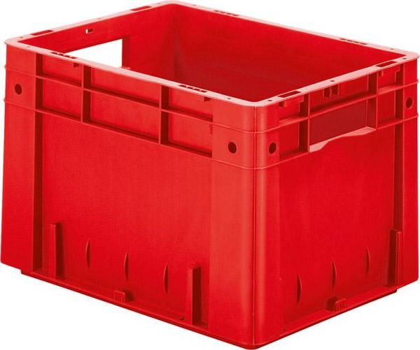epl122433.jpg Transport-Stapelkasten B400xT300xH270 mm rot Auflast 600kg mit Griffloch