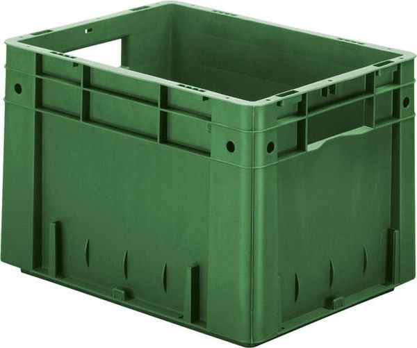 epl122434.jpg Transport-Stapelkasten B400xT300xH270 mm grün Auflast 600kg mit Griffloch
