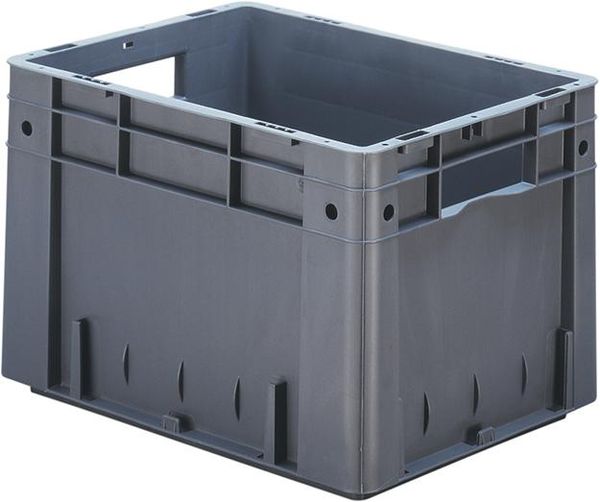 Transport-Stapelkasten B400xT300xH270 mm grau Auflast 600kg mit Griffloch