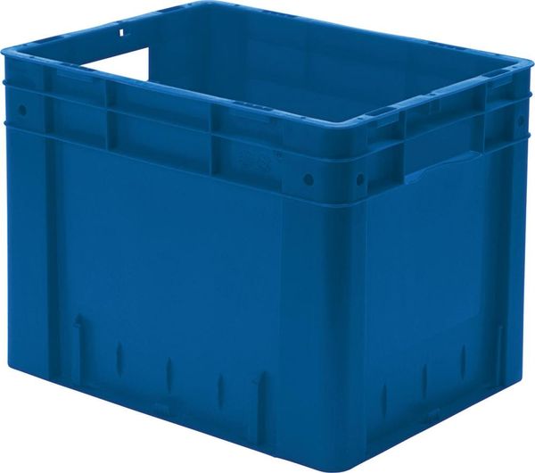 Transport-Stapelkasten B400xT320xH320 mm blau Auflast 600kg mit Griffloch