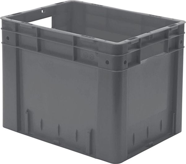 Transport-Stapelkasten B400xT320xH320 mm grau Auflast 600kg mit Griffloch