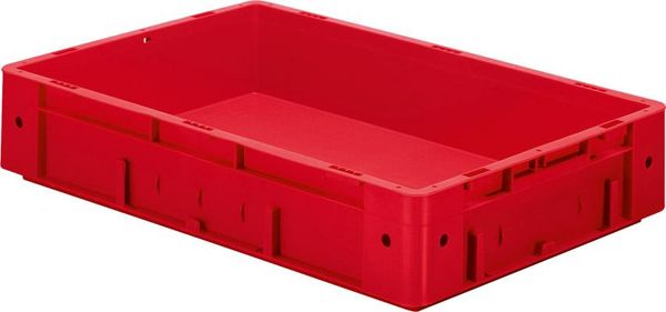 epl122430.jpg Transport-Stapelkasten B600xT400xH120 mm rot Auflast 700kg ohne Griffloch