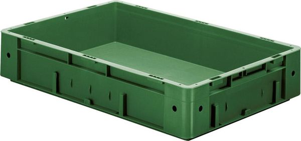 epl122431.jpg Transport-Stapelkasten B600xT400xH120 mm grün Auflast 700kg ohne Griffloch